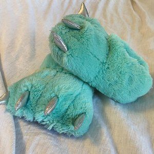 Justice teal monster slippers